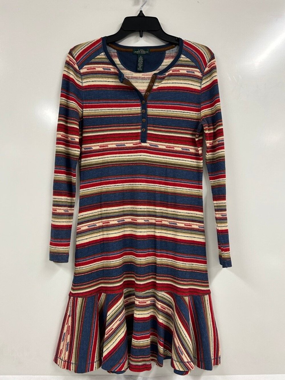 LRL Lauren Jeans Co Ralph Lauren Henley Dress Medium Boho Western Americana